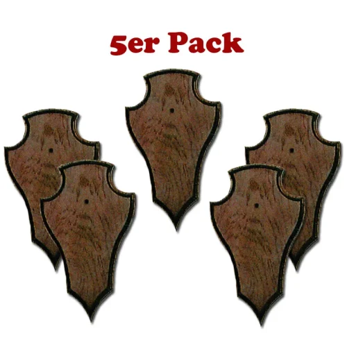 5 Gehörnbretter Rehwild Eiche dunkel, spitz