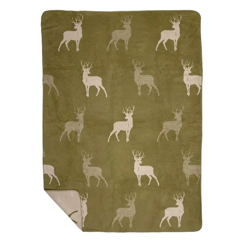 Wohndecke Hirsch grün/beige