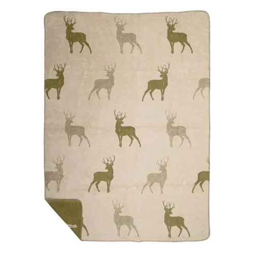 Wohndecke Hirsch grün/beige